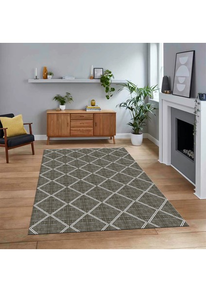 Dijital Baskılı Kaymaz Taban Yıkanabilir Sade Desen Yolluk Mutfak Salon Halısı, V-Sade-29-Kahve,