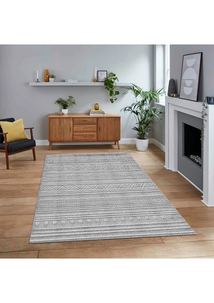 Dijital Baskılı Kaymaz Taban Yıkanabilir Sade Desen Yolluk Mutfak Salon Halısı, V-Sade-30-Gri,
