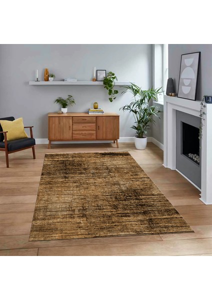 Dijital Baskılı Kaymaz Taban Yıkanabilir Sade Desen Yolluk Mutfak Salon Halısı, V-Sade-37-Kahve,