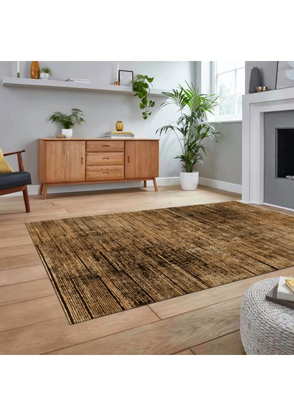 Dijital Baskılı Kaymaz Taban Yıkanabilir Sade Desen Yolluk Mutfak Salon Halısı, V-Sade-37-Kahve,