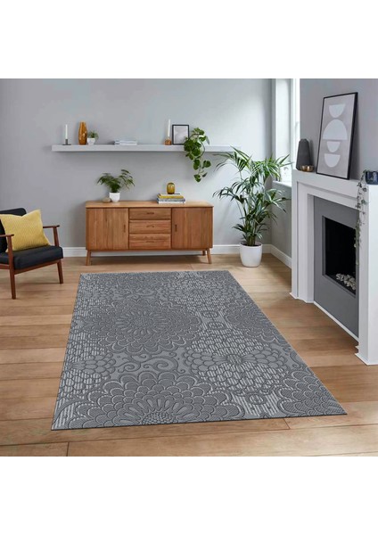 Dijital Baskılı Kaymaz Taban Yıkanabilir Sade Desen Yolluk Mutfak Salon Halısı, V-Sade-34-Gri,