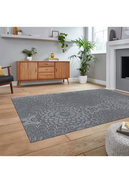Dijital Baskılı Kaymaz Taban Yıkanabilir Sade Desen Yolluk Mutfak Salon Halısı, V-Sade-34-Gri,