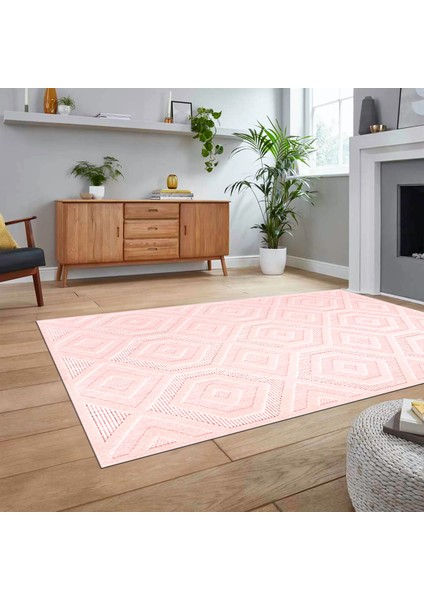 Dijital Baskılı Kaymaz Taban Yıkanabilir Sade Desen Yolluk Mutfak Salon Halısı, V-Sade-26-Pembe, fiyatları