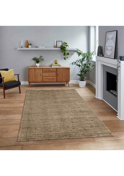Dijital Baskılı Kaymaz Taban Yıkanabilir Sade Desen Yolluk Mutfak Salon Halısı, V-Sade-31-Kahve,