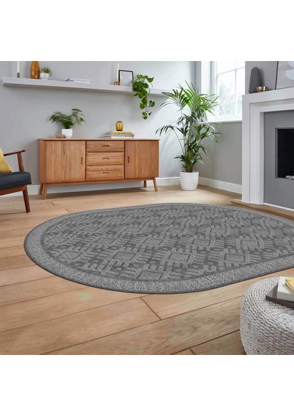 Dijital Baskılı Kaymaz Yıkanabilir Sade Desen Oval Yolluk Mutfak Salon Halısı, V-O-Sade-19-Gri, fiyatları