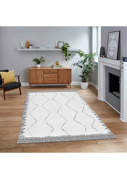 Dijital Baskılı Kaymaz Taban Yıkanabilir Sade Desen Yolluk Mutfak Salon Halısı, V-Sade-17-Gri,