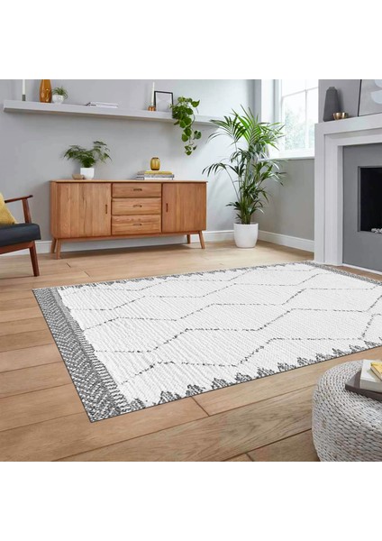 Dijital Baskılı Kaymaz Taban Yıkanabilir Sade Desen Yolluk Mutfak Salon Halısı, V-Sade-17-Gri,