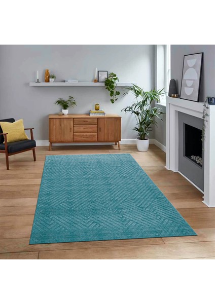 Dijital Baskılı Kaymaz Taban Yıkanabilir Sade Desen Yolluk Mutfak Salon Halısı, V-Sade-47-Mavi,