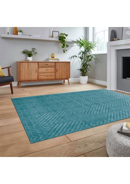 Dijital Baskılı Kaymaz Taban Yıkanabilir Sade Desen Yolluk Mutfak Salon Halısı, V-Sade-47-Mavi,