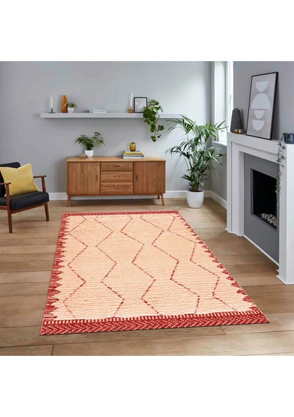 Dijital Baskılı Kaymaz Taban Yıkanabilir Sade Desen Yolluk Mutfak Salon Halısı, V-Sade-17-Kırmızı,