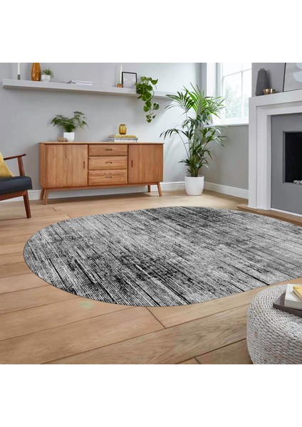Dijital Baskılı Kaymaz Yıkanabilir Sade Desen Oval Yolluk Mutfak Salon Halısı, V-O-Sade-37-Gri,