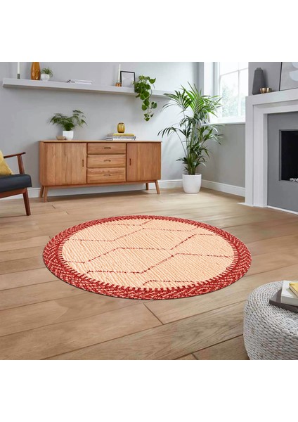 Dijital Baskılı Kaymaz Yıkanabilir Sade Desen Yuvarlak Mutfak Salon Halısı, V-Y-Sade-17-Kırmızı, fiyatları