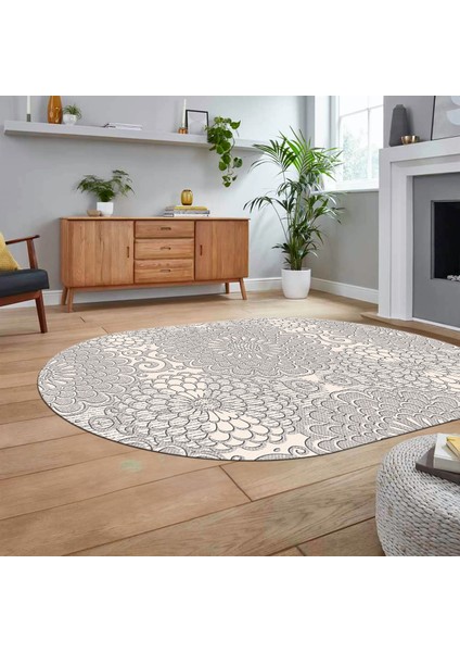 Dijital Baskılı Kaymaz Yıkanabilir Sade Desen Oval Yolluk Mutfak Salon Halısı, V-O-Sade-34-Krem, fiyatları
