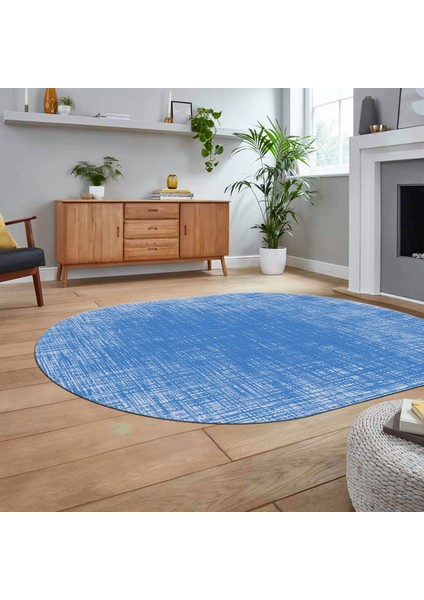 Dijital Baskılı Kaymaz Yıkanabilir Sade Desen Oval Yolluk Mutfak Salon Halısı, V-O-Sade-14-Mavi, fiyatları