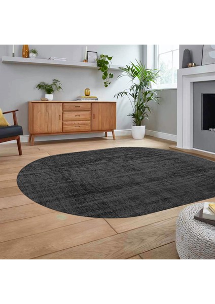 Dijital Baskılı Kaymaz Yıkanabilir Sade Desen Oval Yolluk Mutfak Salon Halısı, V-O-Sade-45-Antrasit, fiyatları
