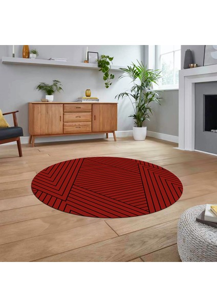 Dijital Baskılı Kaymaz Yıkanabilir Sade Desen Yuvarlak Mutfak Salon Halısı, V-Y-Sade-08-Kırmızı, fiyatları