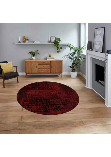 Dijital Baskılı Kaymaz Yıkanabilir Sade Desen Yuvarlak Mutfak Salon Halısı, V-Y-Sade-16-Bordo,