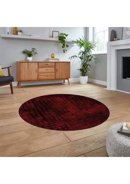 Dijital Baskılı Kaymaz Yıkanabilir Sade Desen Yuvarlak Mutfak Salon Halısı, V-Y-Sade-16-Bordo,