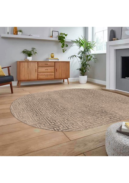 Dijital Baskılı Kaymaz Yıkanabilir Sade Desen Oval Yolluk Mutfak Salon Halısı, V-O-Sade-38-Bej, fiyatları