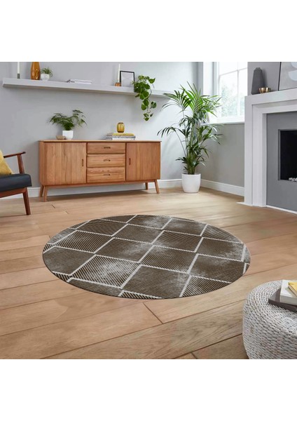 Dijital Baskılı Kaymaz Yıkanabilir Sade Desen Yuvarlak Mutfak Salon Halısı, V-Y-Sade-41-Kahve, fiyatları