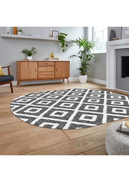 Dijital Baskılı Kaymaz Yıkanabilir Sade Desen Oval Yolluk Mutfak Salon Halısı, V-O-Sade-27-Gri, fiyatları