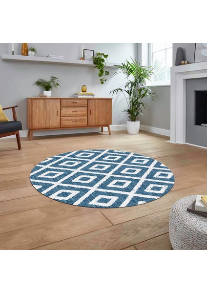 Dijital Baskılı Kaymaz Yıkanabilir Sade Desen Yuvarlak Mutfak Salon Halısı, V-Y-Sade-27-Mavi, fiyatları