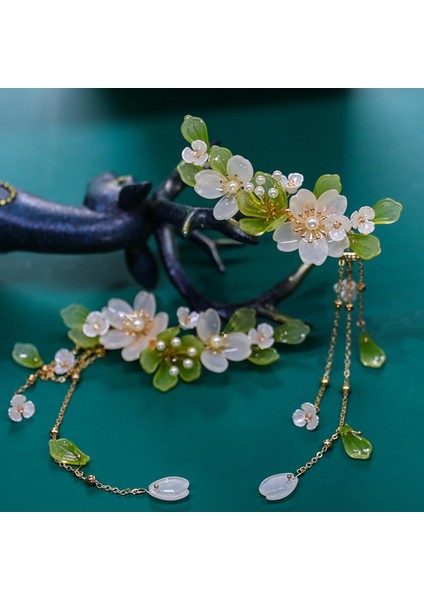 Kızın Saç Şekillendirici Pimler Çiçek Tasarımlı Eşleştirilmiş Set Hipoalerjenik Alaşımlı Saçaklı Şapkalar Cheongsam Çin Giysileri Elbise (Yurt Dışından)