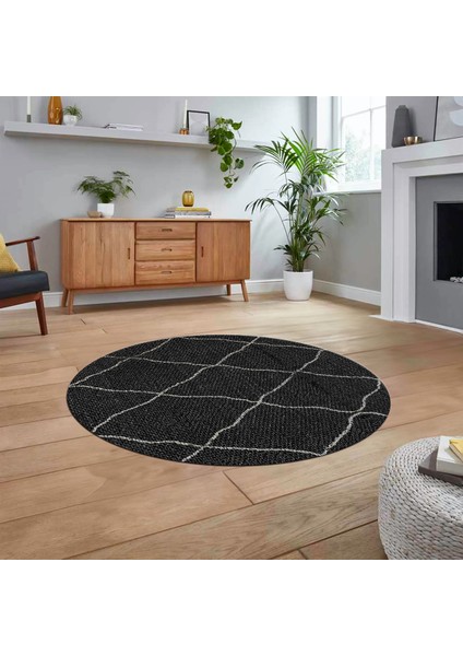 Dijital Baskılı Kaymaz Yıkanabilir Sade Desen Yuvarlak Mutfak Salon Halısı, V-Y-Sade-22-Siyah, fiyatları
