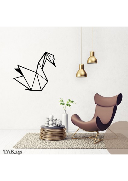 Geometrik Şekilli Kuğu Lazer Kesim Ahşap Tablo