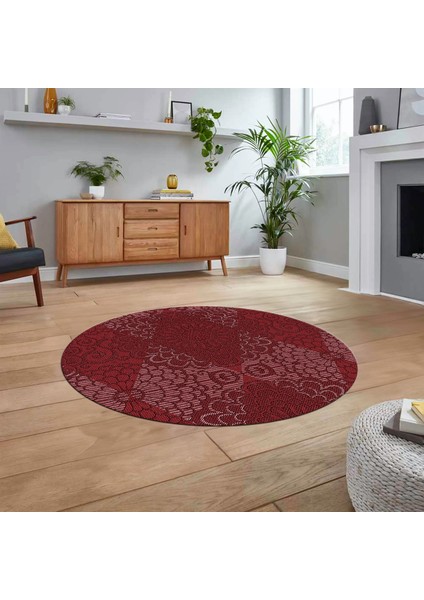 Dijital Baskılı Kaymaz Yıkanabilir Sade Desen Yuvarlak Mutfak Salon Halısı, V-Y-Sade-34-Bordo, fiyatları