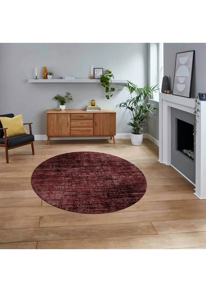 Dijital Baskılı Kaymaz Yıkanabilir Sade Desen Yuvarlak Mutfak Salon Halısı, V-Y-Sade-37-Bordo,