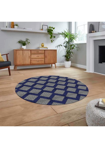 Dijital Baskılı Kaymaz Yıkanabilir Sade Desen Yuvarlak Mutfak Salon Halısı, V-Y-Sade-40-Mavi, fiyatları