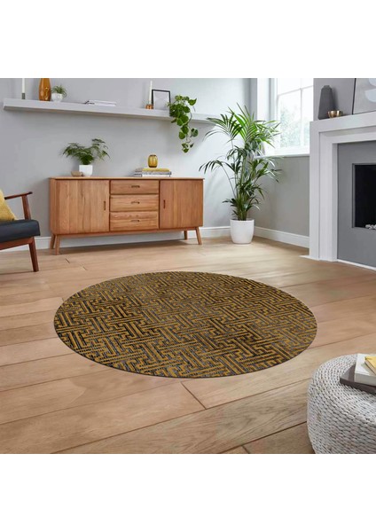 Dijital Baskılı Kaymaz Yıkanabilir Sade Desen Yuvarlak Mutfak Salon Halısı, V-Y-Sade-38-Gold, fiyatları