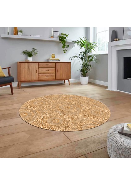 Dijital Baskılı Kaymaz Yıkanabilir Sade Desen Yuvarlak Mutfak Salon Halısı, V-Y-Sade-15-Kahve, fiyatları