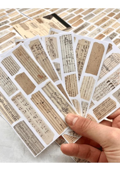 Vintage Old Letters Müzik Notası Desenli 20 Yaprak Defter Sticker / Çıkartma / Bullet Journal fırsatları