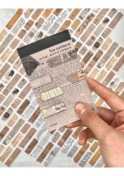Vintage Old Letters Kitap Sayfaları Desenli 20 Yaprak Defter Sticker / Çıkartma / Bullet Journal