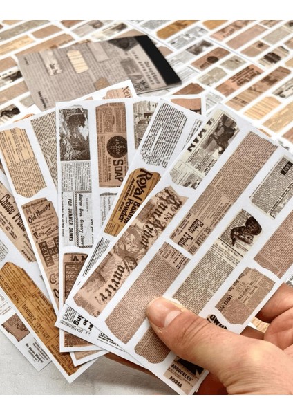 Vintage Old Letters Kitap Sayfaları Desenli 20 Yaprak Defter Sticker / Çıkartma / Bullet Journal fırsatları