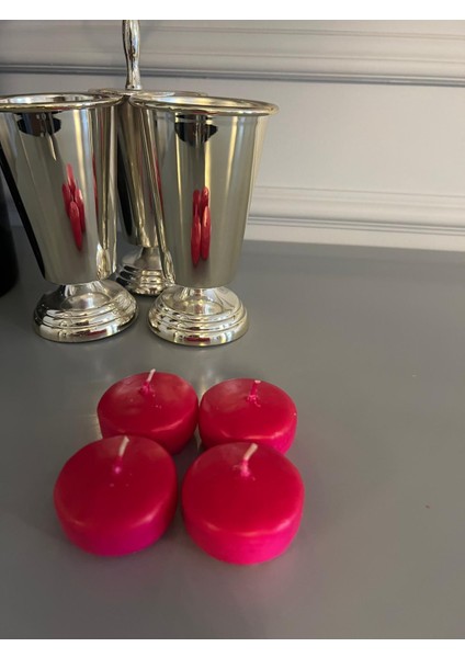 Iv Candles Candle Floating In Water Anti Tobacco 4'lü Fuşya Pembesi Sigara Kokusu Yokedici Mum