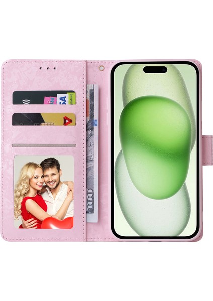 iPhone 15 Pu Deri Stand Telefon Kılıfı (Yurt Dışından)