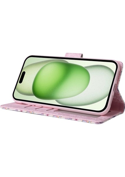iPhone 15 Pu Deri Stand Telefon Kılıfı (Yurt Dışından)