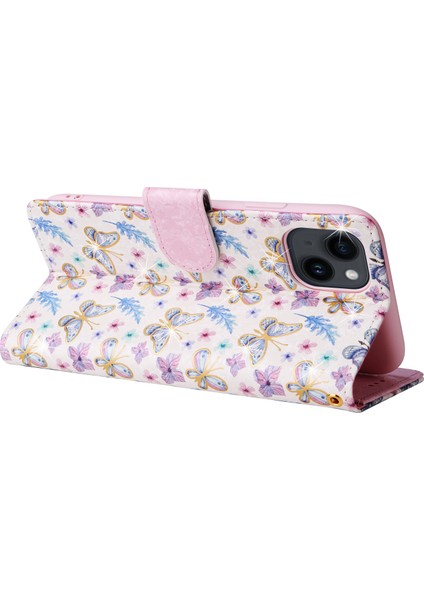 iPhone 15 Pu Deri Stand Telefon Kılıfı (Yurt Dışından)