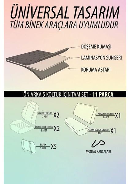 Toyota Corolla 2007 Uyumlu Araç,araba,oto Tay Tüyü Koltuk Kılıfı Füme indirimleri