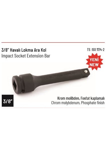 3/8 Havalı Lokma Ara Kol 125 mm