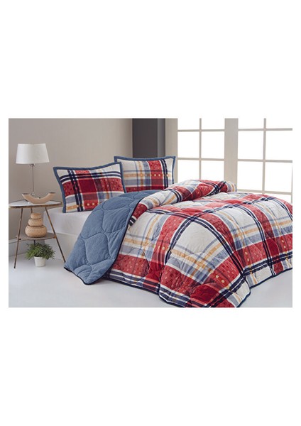 Comforter Tek Kişilik Yorgan Seti Boris Kırmızı Mavi 160X220 cm