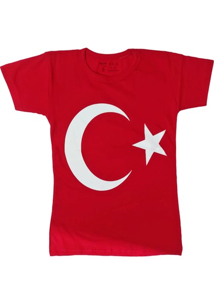 Türk Bayraklı Tişört Pamuklu Kırmızı Ay Yıldız Çocuk Tshirt- 5 Yaş fiyatları