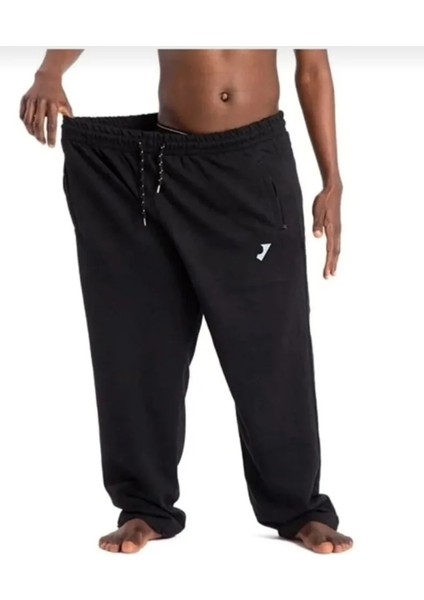 2'li Siyah ve Gri Battal Cepleri Fermuarlı Büyük Benden Unisex Eşofman Altı Tek Alt 3xl 4xl 5xl 6xl