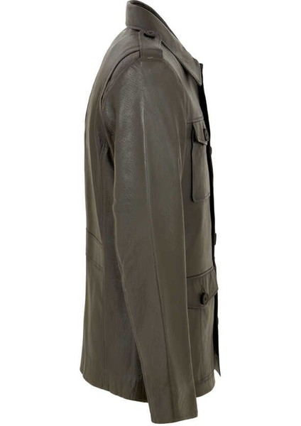 Büyük Beden Yeşil Deri Erkek Mont - E22BDM310390-R2X modelleri