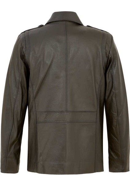 Büyük Beden Yeşil Deri Erkek Mont - E22BDM310390-R2X fırsatları