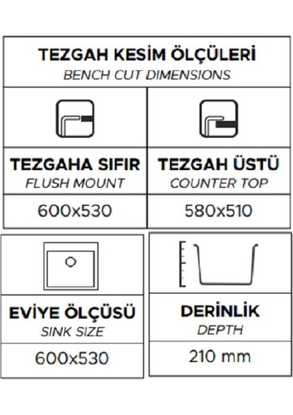 Granit Eviye K002 Dıdyma 60 Beyaz (60 x 53)