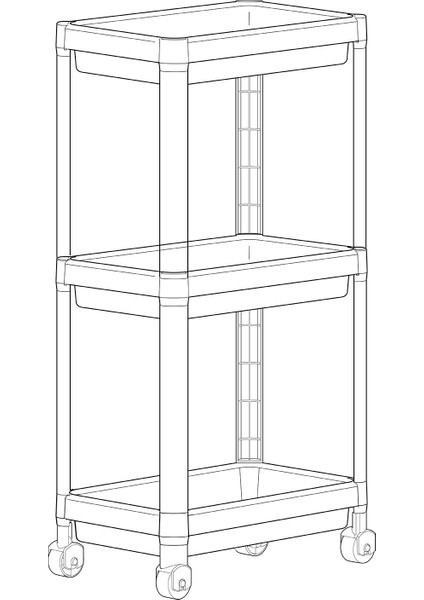 Mowo Home 3 Katlı Tekerlekli Düzenleyici Raf Siyah, Banyo Dolabı, Mutfak Rafı, Düzenleyici, Organizer Raf